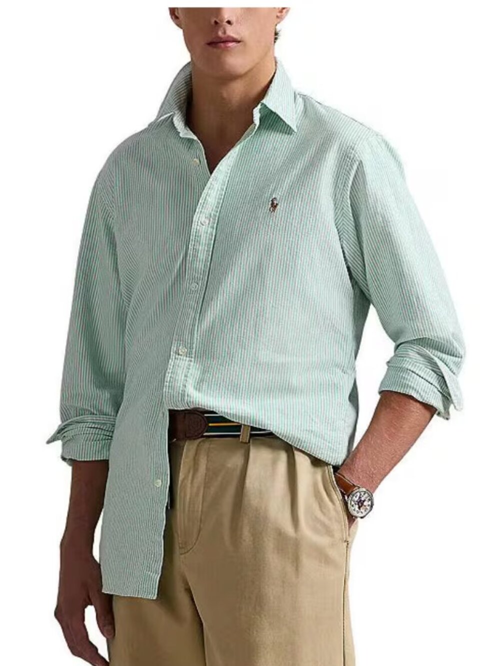 Ralph Lauren Oxford Green Striped Button Down